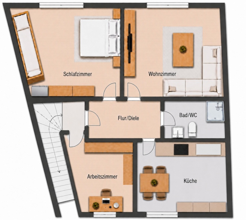 Vollmöblierte 3-Zimmer-Wohnung in Mainz – All Inclusive – Bretzenheimer Str., 55128 Mainz Bretzenheim – Vorschaubild 12