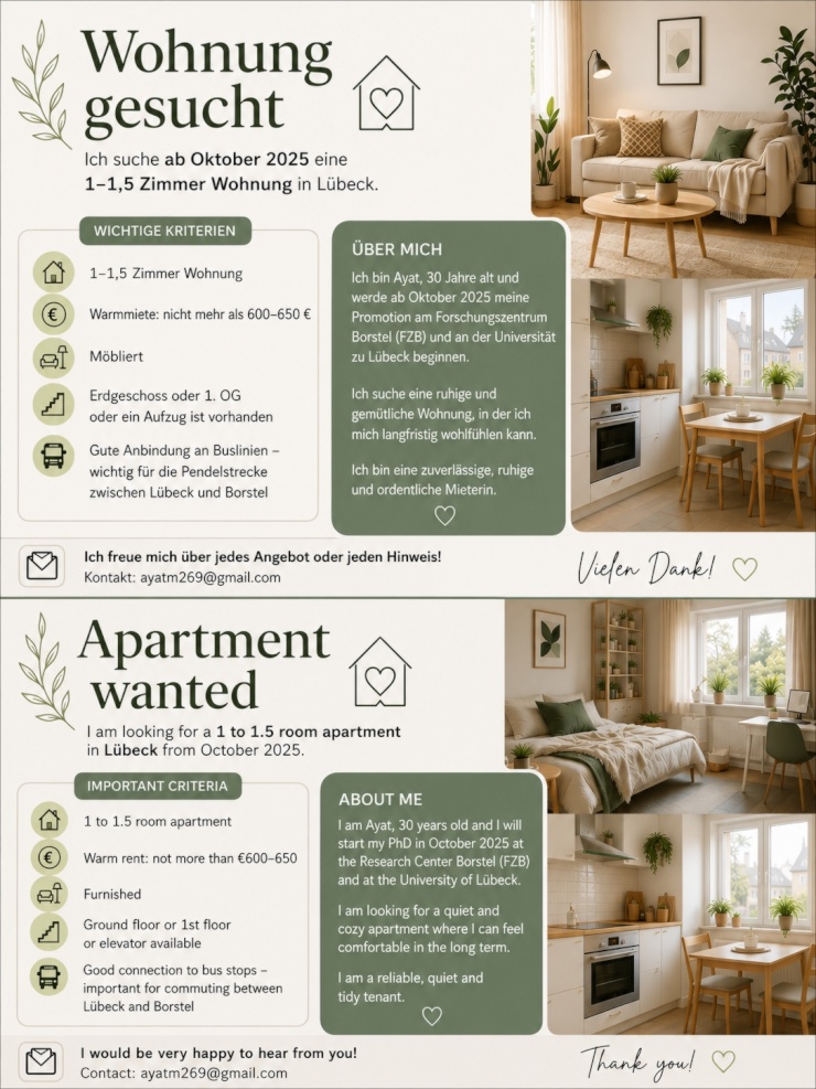 Imagen del anuncio: 1-1.5 Wohnung gesucht in Lübeck (ab Oktober 2026)