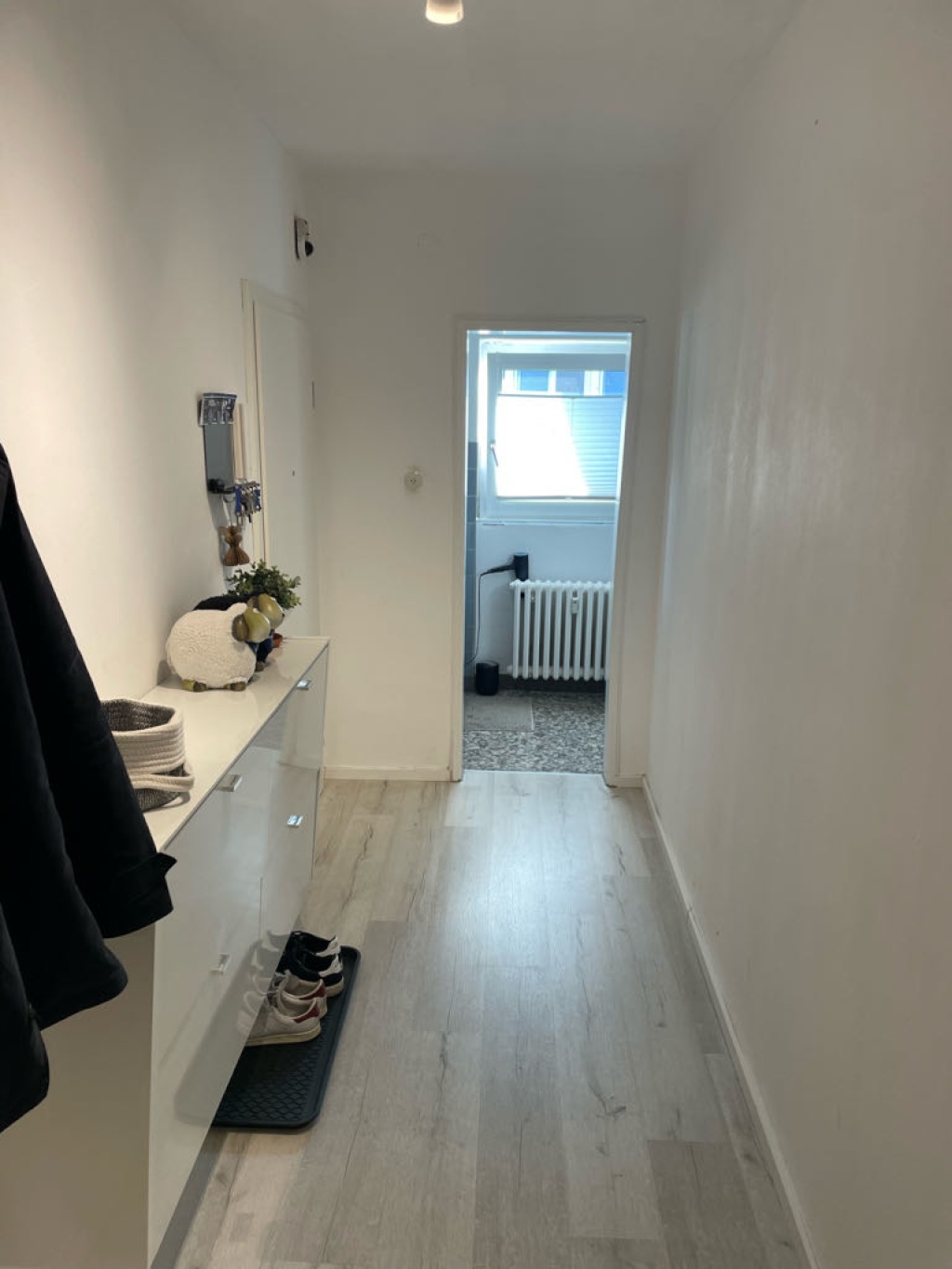 Habitación en WG Centrum Wolbecker Straße 44 - Flur 1 und Eingangstür, blick ins Bad