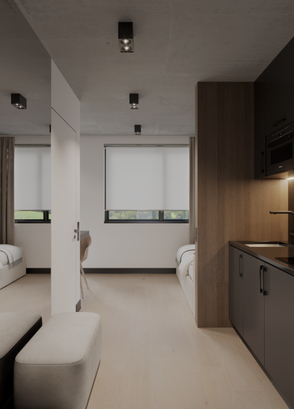 Erstbezug - Livus Bonn Style – Micro-Apartments 16qm ab 650€, All-in-Miete (Typ 1) – Kölnstraße 500, 53117 Bonn Auerberg – Vorschaubild 4