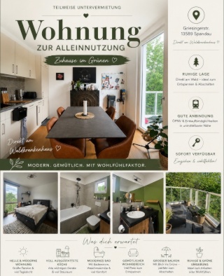Möblierte 2-Zimmer-Wohnung zur Alleinnutzung in Berlin-Spandau | Teilweise Untervermietung — photo 1