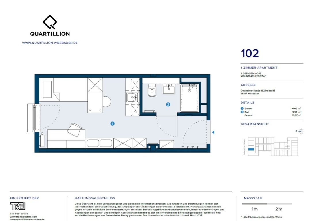 1 Monat mietfrei! Smartes 1-Zimmer-Apartment für Studierende im Quartillion Wiesbaden – Im Rad 15, 65197 Wiesbaden Biebrich – Vorschaubild 12