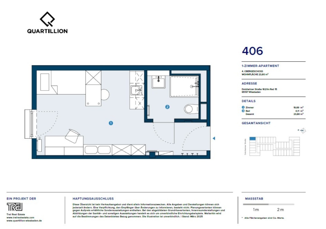 1 Monat mietfrei! Urbaner Lifestyle im möblierten Studentenapartment – Im Rad 15, 65197 Wiesbaden Biebrich – Vorschaubild 7