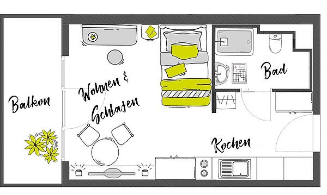 Möbliertes 1-Zimmer-Apartment (21 m2) | Oktober–März | Einzug früher möglich – Am Guten Hirten 5, 52072 Aachen Aachen – Vorschaubild 3