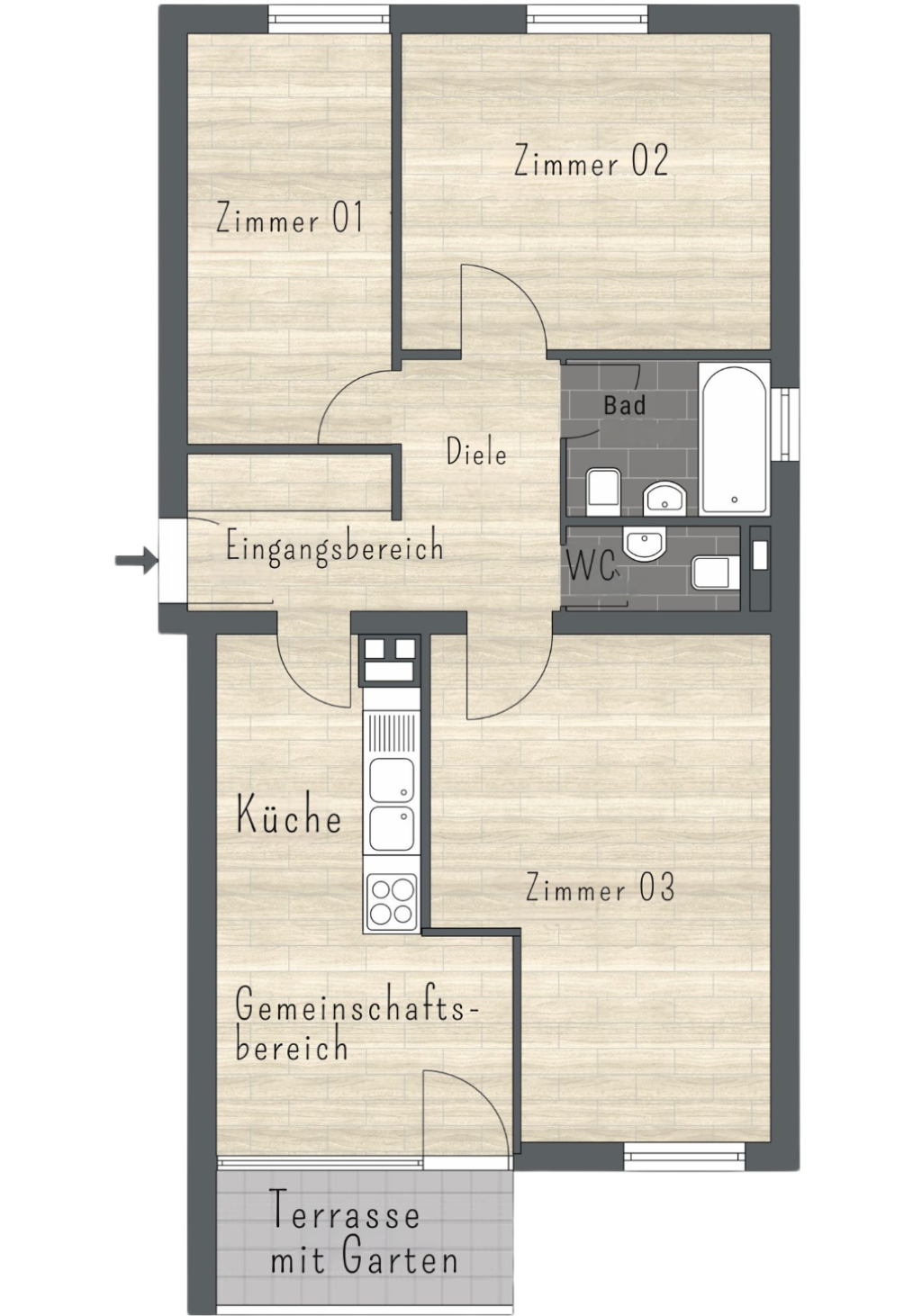 WG-Zimmer Fürstenried Kemptener Straße 52 - Grundriss