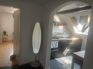 Anzeigenbild: Klimatisiertes, möbliertes 1,5 Zimmer Dachgeschoss-Apartment mit Altbaucharme zur Zwischenmiete