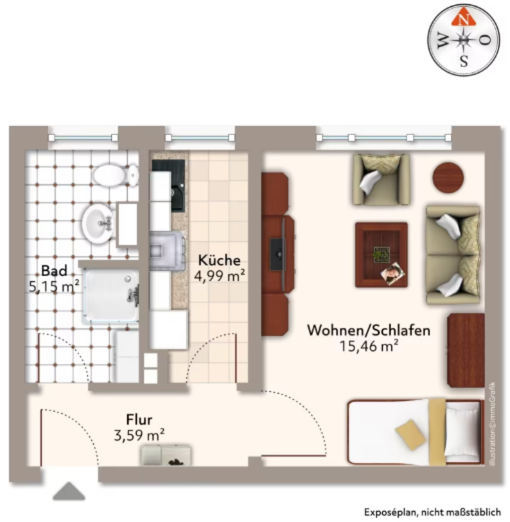 Suche Nachmieter 1 Zimmerwohnung am Schellheimerplatz – 39108 Magdeburg Stadtfeld Ost – Vorschaubild 2