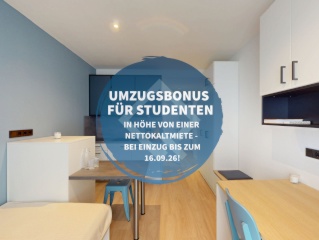 Anzeigenbild: 1 Monat mietfrei! Smartes 1-Zimmer-Apartment für Studierende im Quartillion Wiesbaden