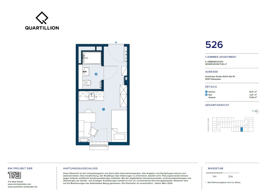 Modern möbliertes Studentenapartment im Quartillion – zentral im Rheingauviertel – Im Rad 15, 65197 Wiesbaden Biebrich – Vorschaubild 6