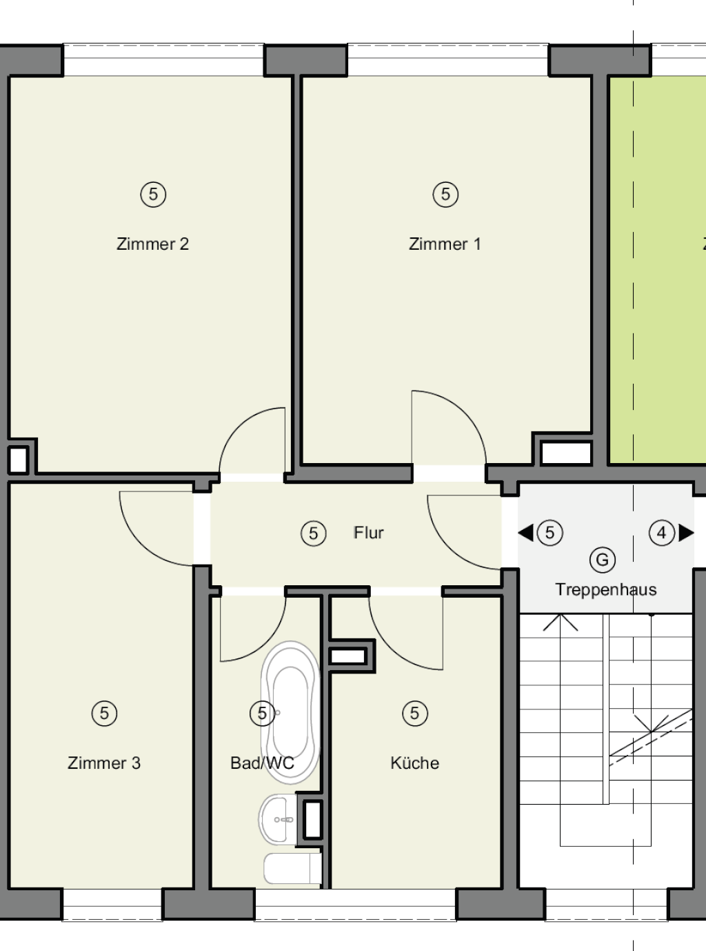 3- Zimmer, 61qm - MD-Neue Neustadt - Erstbezug nach Sanierung - Gut geeignet für 2er-WG – Umfassungsweg 2, 39124 Magdeburg Neue Neustadt – Vorschaubild 7