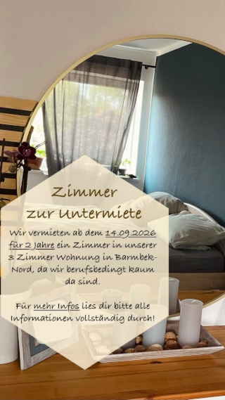 Großes, helles, teilmöbliertes Südzimmer in 3-Zimmerwohnung für ca.2 Jahre - Barmbek Nord