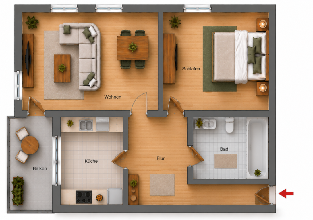 Gemütliche 2-Zimmer-Wohnung mit Balkon, Aufzug und Tiefgaragenstellplatz in Dresden-Löbtau – Lübecker Straße 14, 1159 Dresden Cotta – Vorschaubild 10