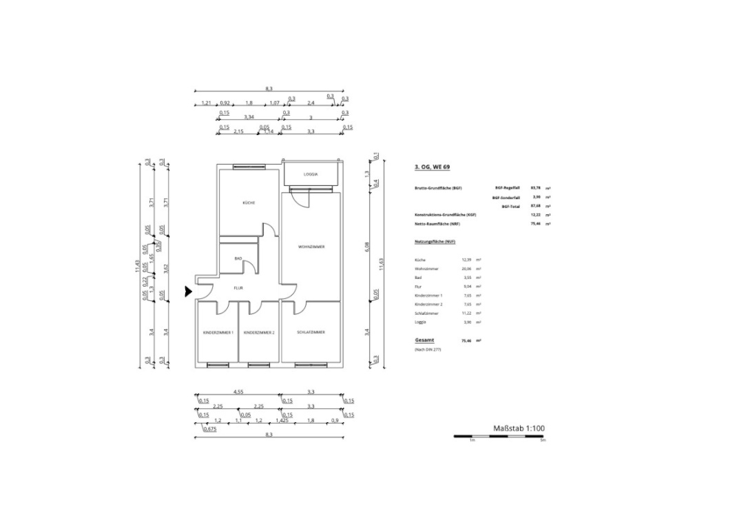 Großzügige 4-Zimmer-Wohnung (75 m2) mit Waschmaschine & Stellplatz in Schönwalde — ab 09/2026 frei (WG-geeignet!) – Newtonstraße 4, 17491 Greifswald Schönwalde I – Vorschaubild 8