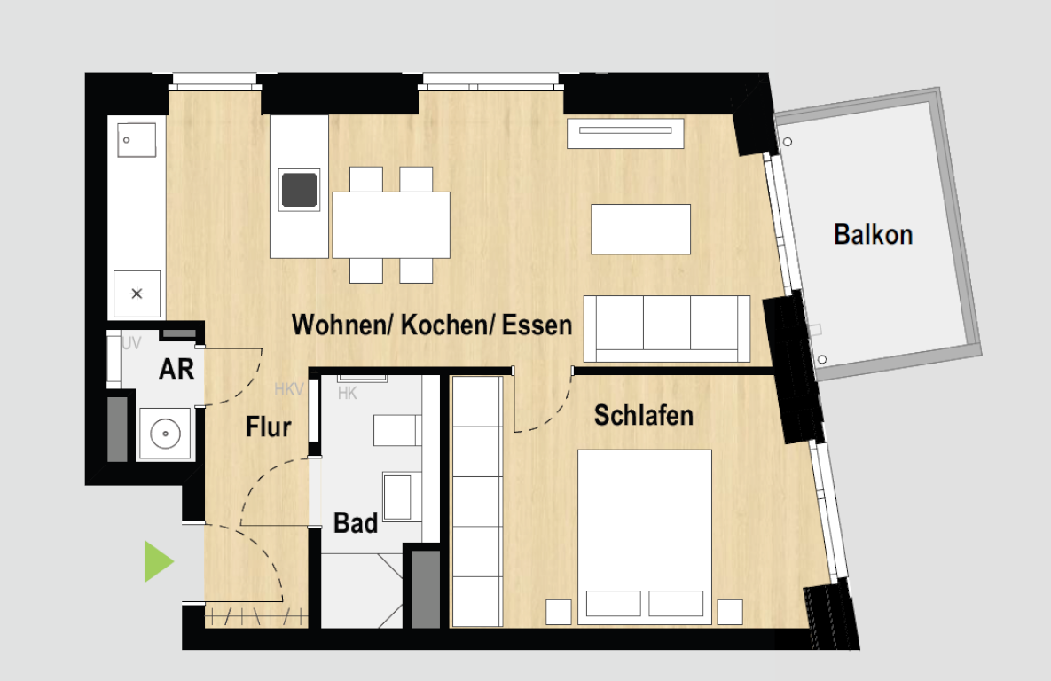 Schöne 2-Zimmer-Neubauwohnung im Urban.Isle (Rothenburgsort) – Balkon, neue Küche, citynah