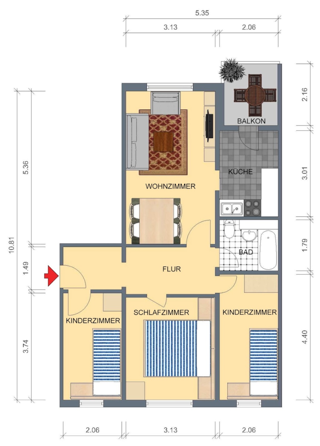 Wohnung Stralsund Vogelsangstraße 26 - Grundriss