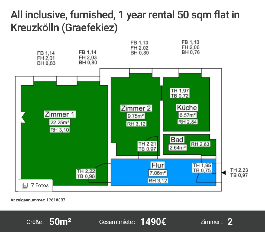 Furnished 1year rental with Anmeldung 50 sqm flat in Kreuzkölln (Graefekiez) – Grimmstraße 25, 10967 Berlin Kreuzberg – Vorschaubild 5