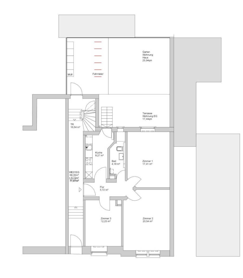 3 Zimmer Wohnung EG, Neugründung WG