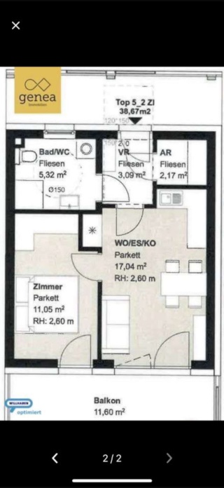 Anzeigenbild: Nachmieter für helle 2-Zimmer-Wohnung mit großem Balkon gesucht!