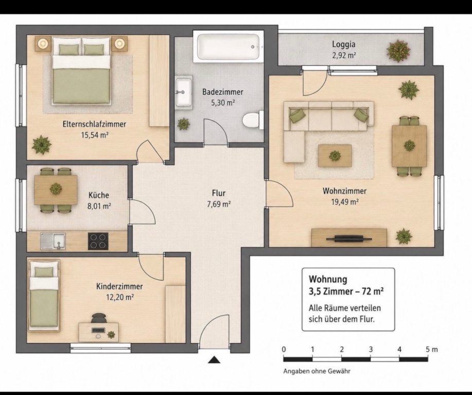 Helle 3,5-Zimmer-Wohnung mit Loggia in Walsum – Horststraße, 47179 Duisburg Walsum – Vorschaubild 2