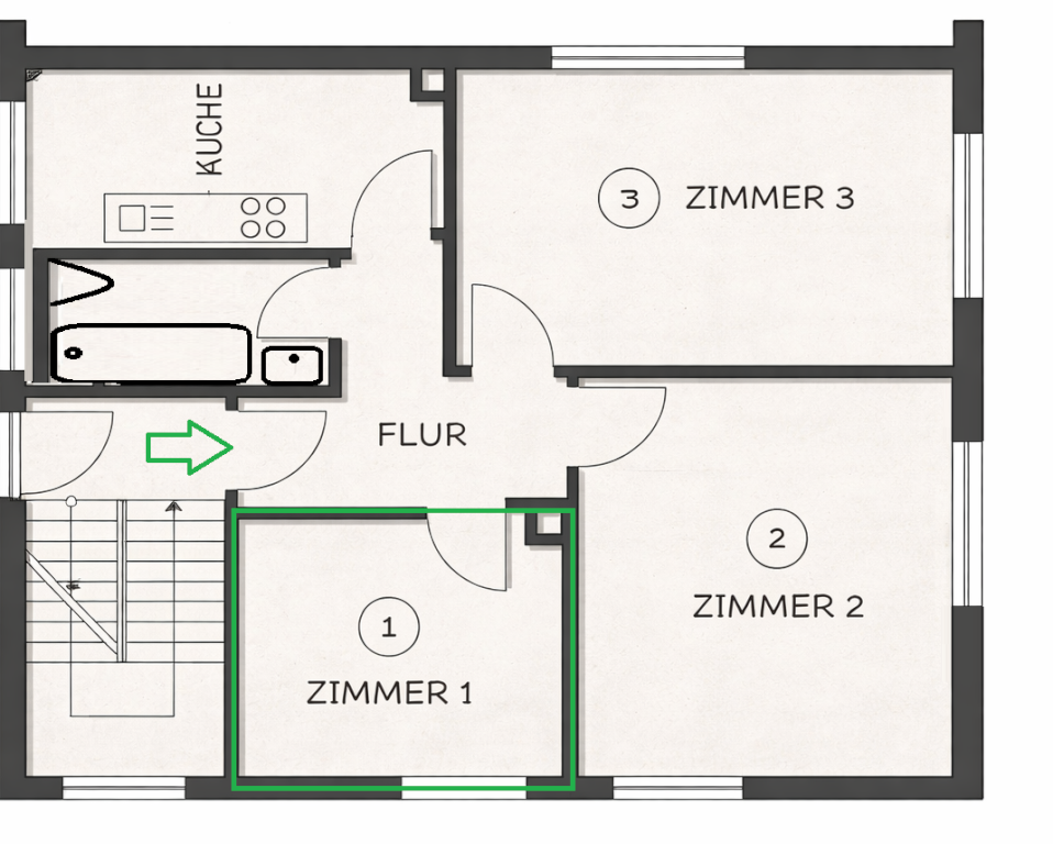 WG-Zimmer Bad Cannstatt Lämmleshalde 33 - Grundriss