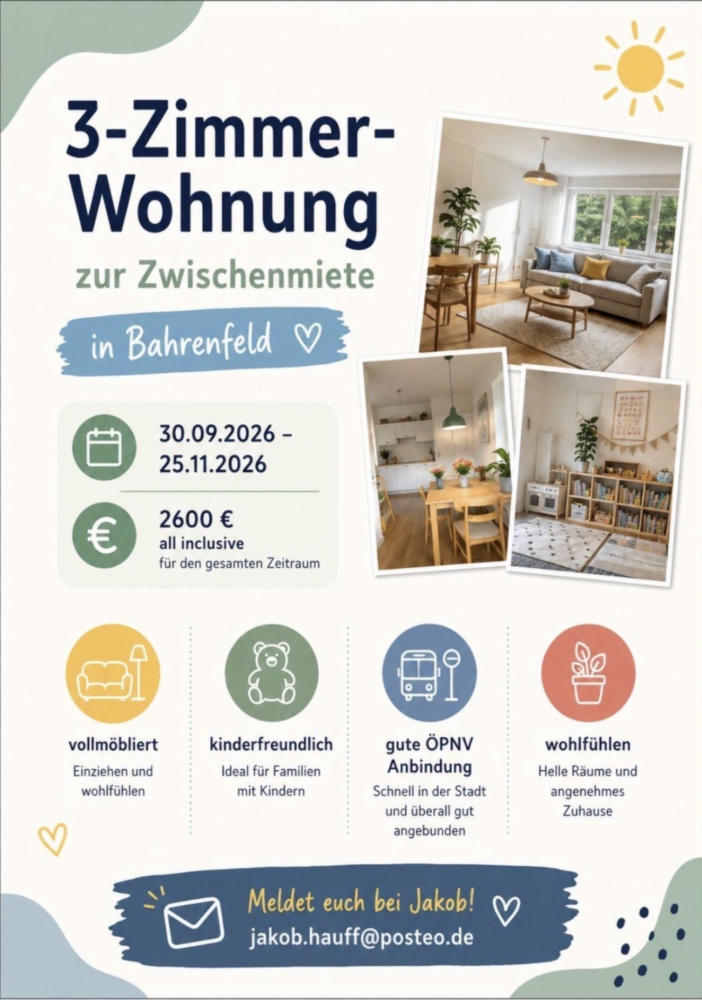 3-Zimmer-Wohnung zur Zwischenmiete (30.09.-25.11.26) - vollmöbliert & kinderfreundlich – Reichardtstraße, 22761 Hamburg Bahrenfeld – Vorschaubild 2