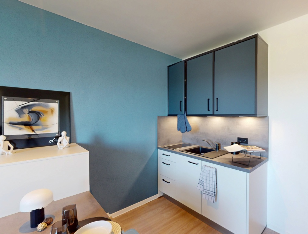 1 Monat mietfrei! Urban leben & studieren – dein möbliertes Apartment im Quartillion – Im Rad 15, 65197 Wiesbaden Biebrich – Vorschaubild 2