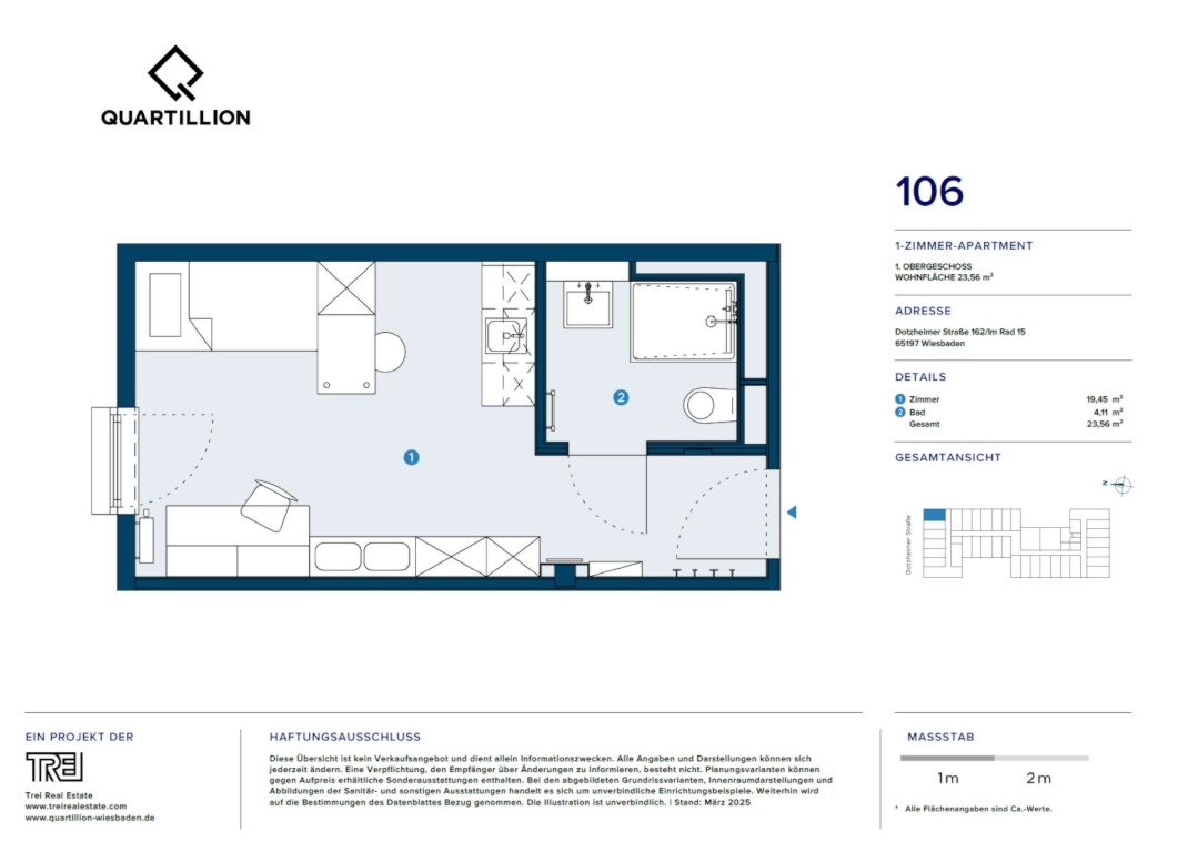 1 Monat mietfrei! Urban leben & studieren – dein möbliertes Apartment im Quartillion – Im Rad 15, 65197 Wiesbaden Biebrich – Vorschaubild 8