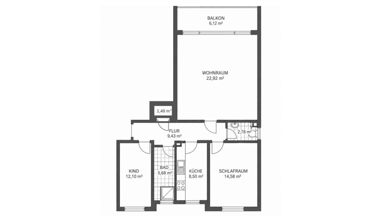 Helle 3-Zimmer-Wohnung für 2er-/3er-WG – mit Balkon, 2 Bädern, Garage und Lagerraum – Auf den Conroden 26, 28307 Bremen Mahndorf – Vorschaubild 10