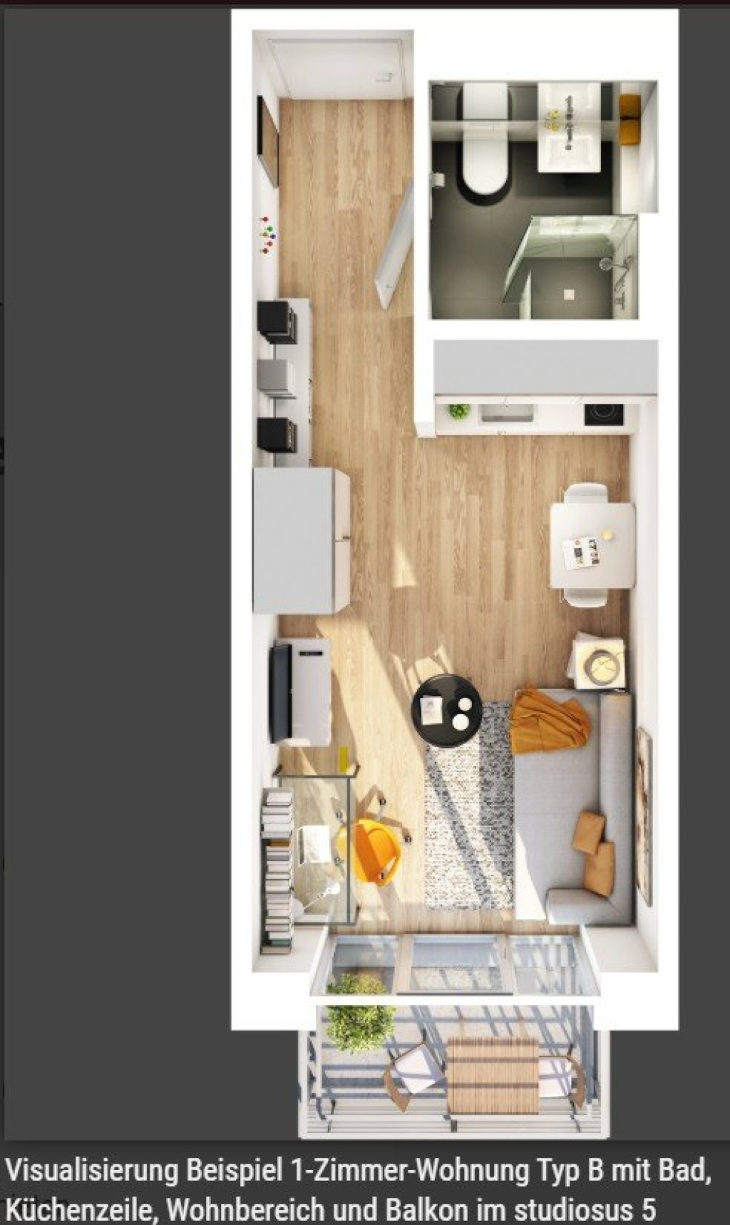 Modernes 1-Zimmer-Apartment für Studenten und Auszubildende – Nagahama-Allee 76, 86153 Augsburg Textilviertel – Bild 1 von 11