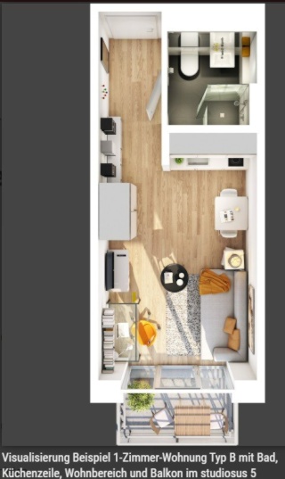 Modernes 1-Zimmer-Apartment für Studenten und Auszubildende