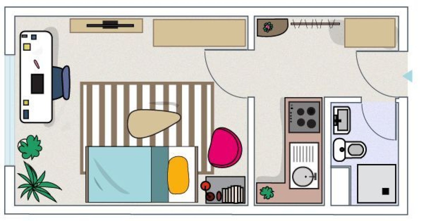 1 Room Flat Neubrandenburg Woldegker Straße 30 - Grundriss 1 RW Woldegker