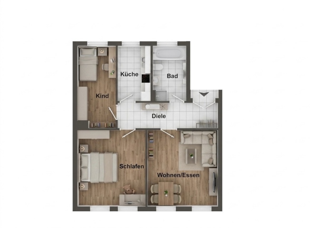 Attraktive 3-Zimmer-Wohnung in Gohlis-Süd mit Einbauküche und Gartennutzung – 4105 Leipzig Gohlis-Süd – Vorschaubild 12
