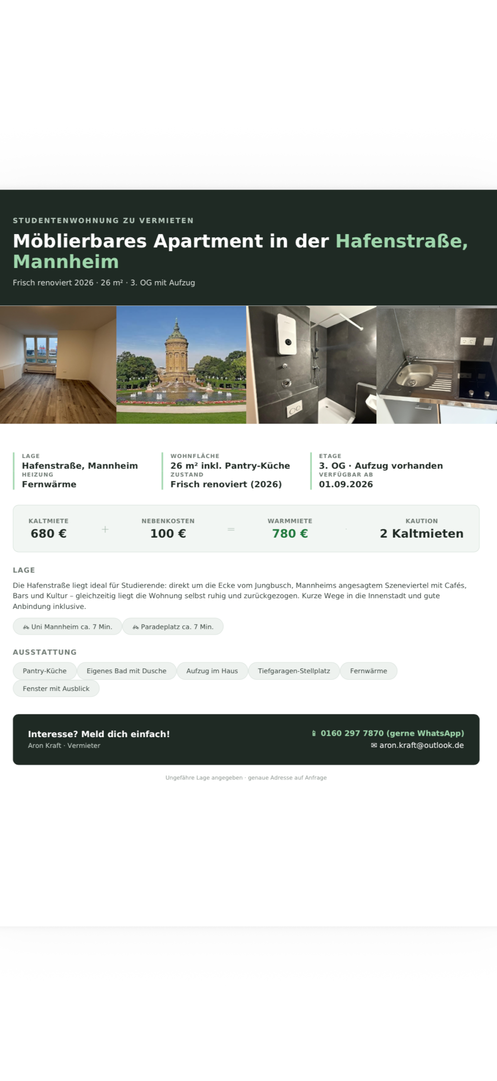 Renovierte 1Z Wohnung Jungbusch – 68159 Mannheim Jungbusch – Vorschaubild 4