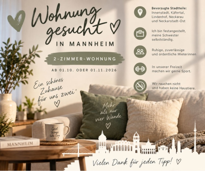 Anzeigenbild: 2 ZKB Wohnung gesucht für Neugründung WG