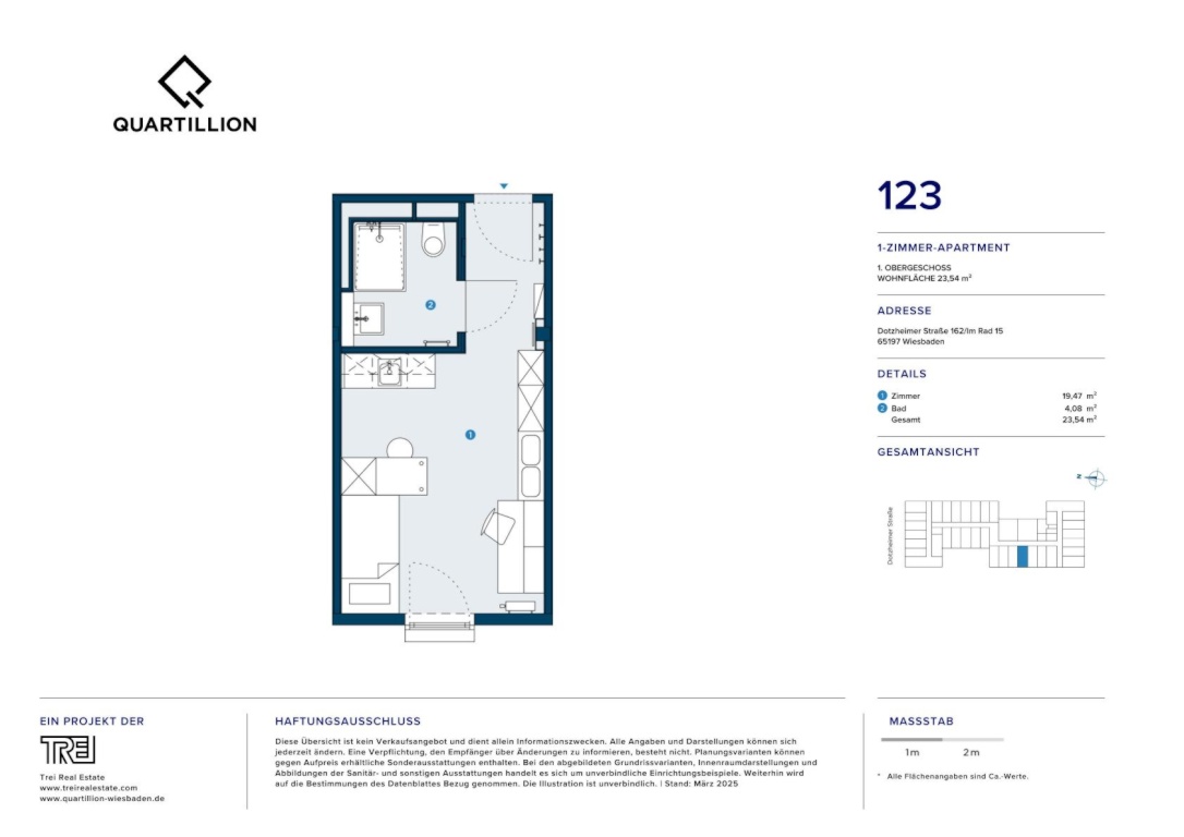 1 Monat mietfrei! Clever geschnittenes 1-Zimmer-Apartment in bester Lage – 65197 Wiesbaden Biebrich – Vorschaubild 8
