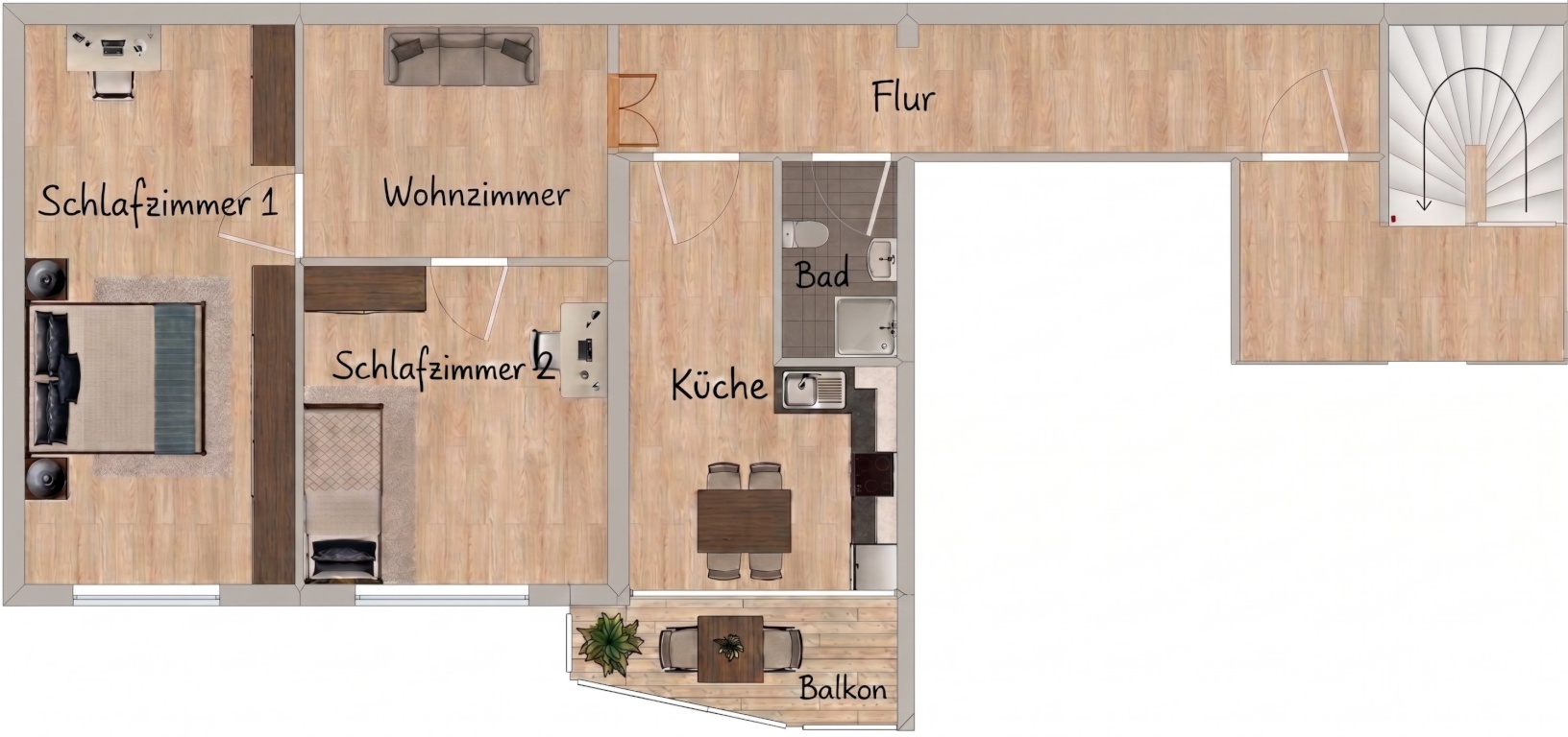 Neuwertig & hell: 2,5-Zi.-Wohnung mit Balkon, EBK & Parkett