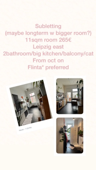 Sublet (maybe longterm w bigger room?) FLINTA only