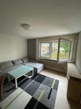 Ad image: Möblierte 1,5-Zimmer-Wohnung, 32 m2, in Frankfurt. Ab 01.10.2026 verfügbar. Vollständig möbliert mit Schlafbereich, Küche, Bad, Sofa und Kleiderschrank. Warmmiete 850 €, Kaution 2.100 €. Mindestmietdauer 18 Monate, Anmeldung möglich. Ruhige Lage.