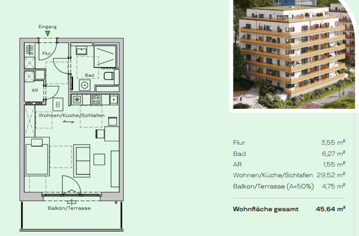 Modernes 1-Zimmer-Apartment mit Balkon – Erstbezug 2026 im Zentrum-Südost – 4103 Leipzig Zentrum-Südost – Vorschaubild 9