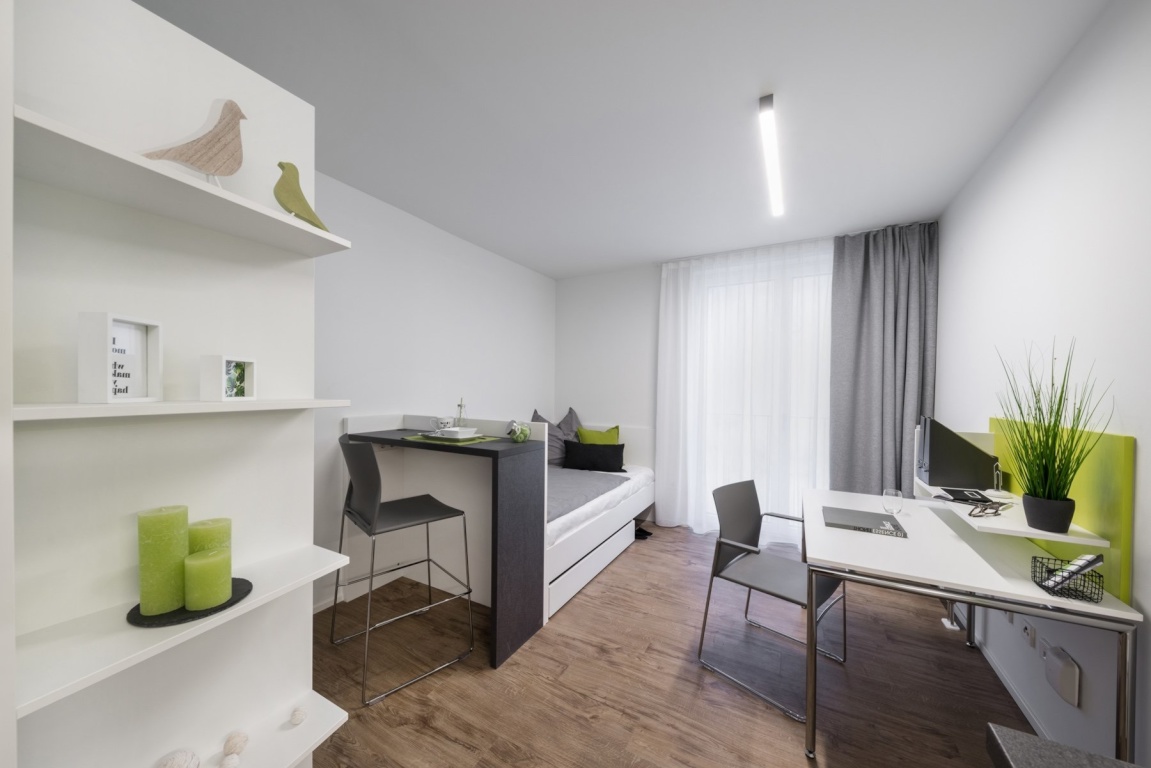 Zentrales Einzel-Apartment in einem Studentenwohnheim