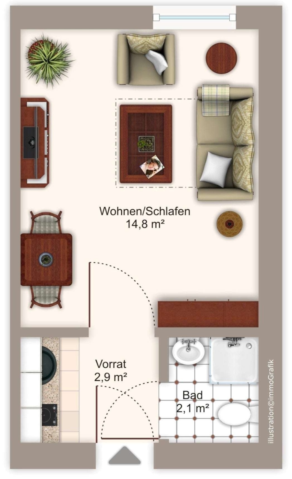 Möblierte Einzimmerwohnung