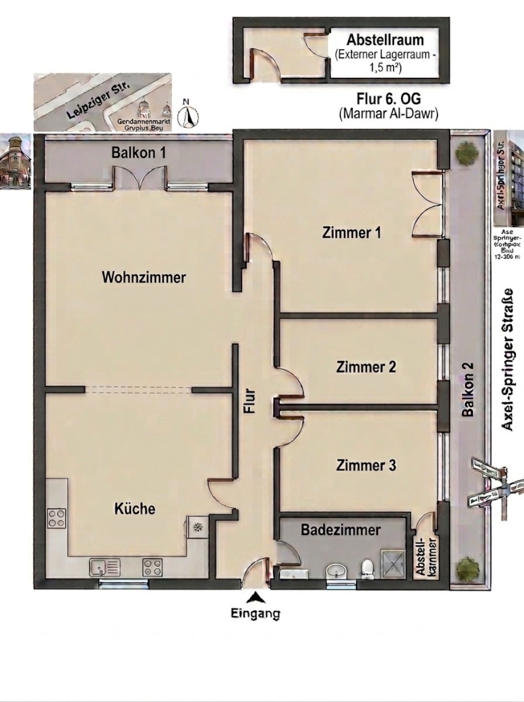 Apartamento Mitte Leipziger Straße 49 - Grundriss