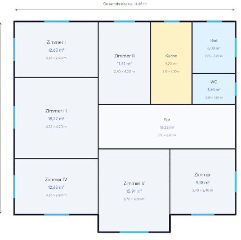 Wohnung Südstadt Lotzestraße - Das Zimmer unten rechts ist nicht teil der Wohnung