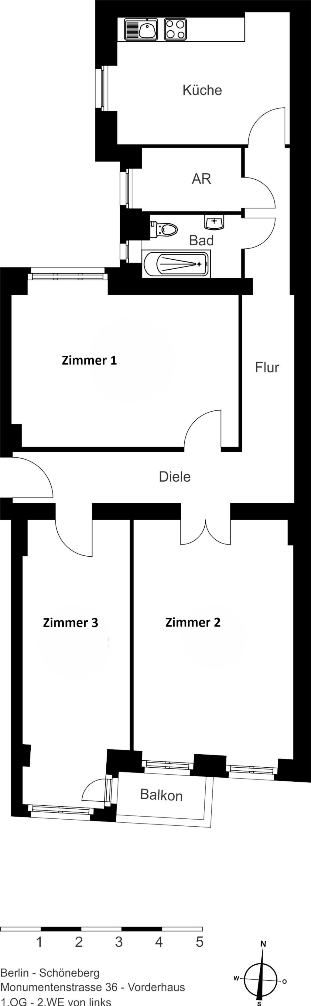 WG-Zimmer Schöneberg Monumentenstraße 36 - Grundriss