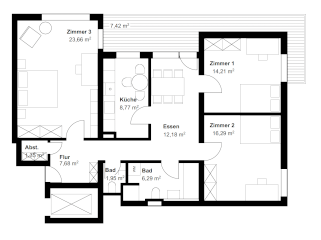 Anzeigenbild: Helle 3,5-Zimmer-Wohnung in Karlsruhe-Waldstadt – ideal für eine WG-Neugründung (2-3er WG)